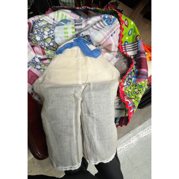 Handmade 22" Cloth Doll Long Red Hair In Pig Tales Calico Dress White Bloomemers - Picture 9 of 9